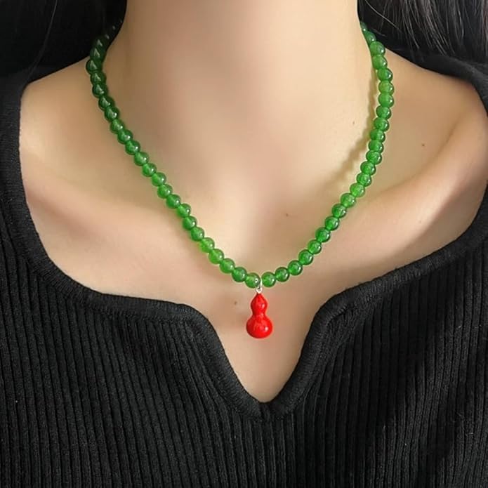 DISTANT DRUMS Simple Natural Green Aventurine Stone Jewelry Set for Women,Hoop Earrings,Bracelet,Necklace,18K Gold-plated Spiritual Gift,Fortunate Stone Jewelry,Choker
