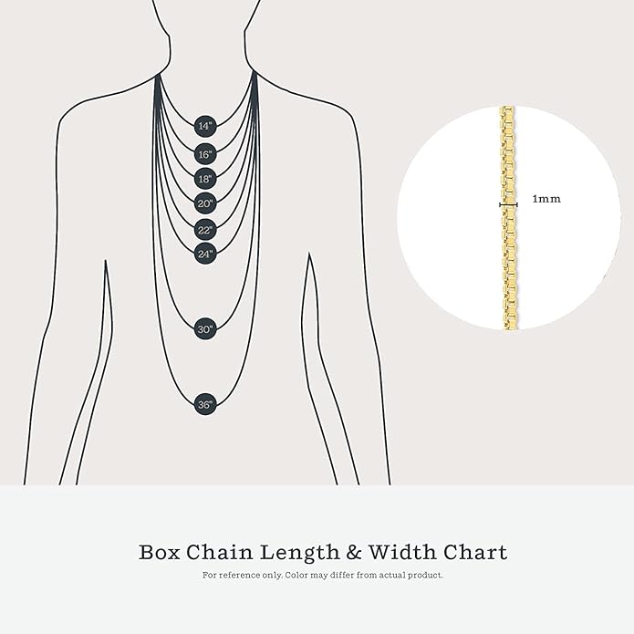 KEZEF 18k Gold Over Sterling Silver 1mm Box Chain Necklace Made in Italy | 925 Sterling Silver Necklace for Women | Rose Gold Chain for Women Men