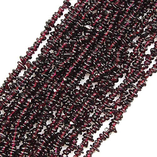 Genuine Garnet Chips Gemstone Beads 3-5mm Irregular Shaped Crystal Chip Stone Loose Bead for Jewelry Making 1 Strand 32" - color: Garnet
