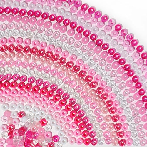 1000pcs Pony Beads Bulk for Bracelets,6 * 9mm Large Hole Colored Kandi Beads for Hair and Keychain Making,Friendship Necklace for Gift and DIY Crafts(Mixed Pink) - color: Mixed pink