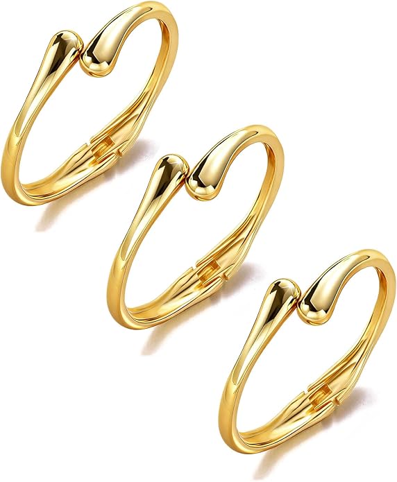 Gold Bangle Bracelets for Women Teens Trendy Chunky Adjustable Twist Cuff Bracelet Jewelry Gifts