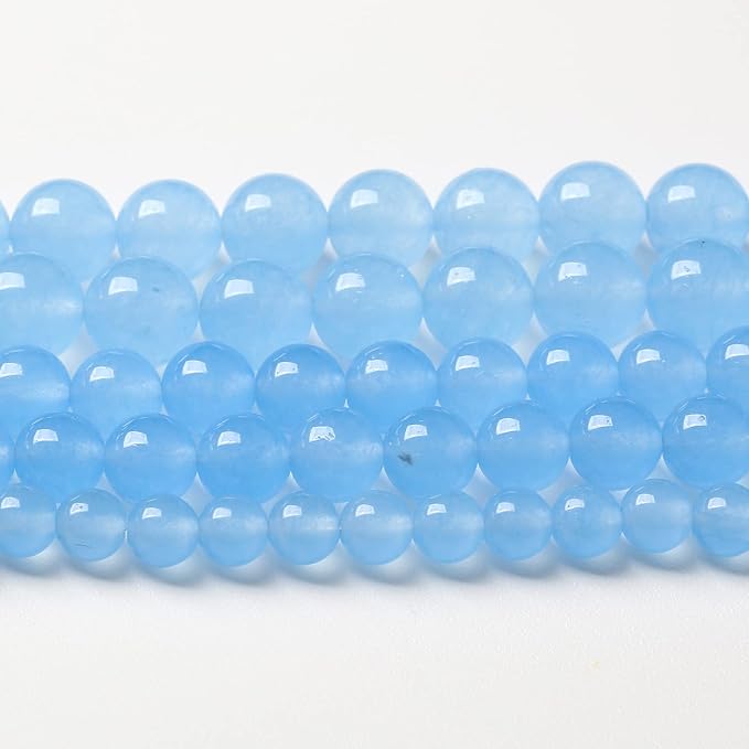 180pcs 4mm Blue Natural Chalcedony Aquamarines Stone Beads for Jewelry Making Round Jades Beads DIY Bracelet Accessories 32" 2 Strands