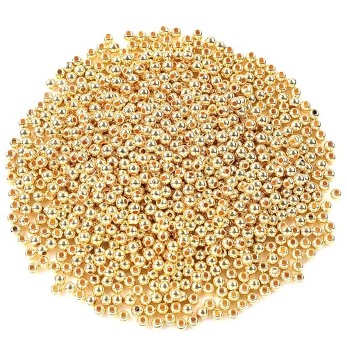 DECYOOL 1200Pcs 4mm Smooth Round Beads Gold Spacer Loose Ball Beads for Bracelet Jewelry Making Craft - color: Gold, size: 4mm