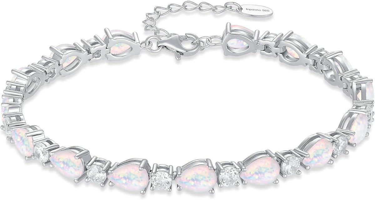 Birthstone Tennis Bracelet for Women 925 Sterling Silver Pear Shaped Gemstone Jewelry Gifts for Her