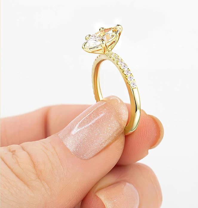 TIGRADE 2CT Engagement Ring for Women Marquise Cut Cubic Zirconia Wedding Band CZ Promise Anniversary Ring Size 3-12