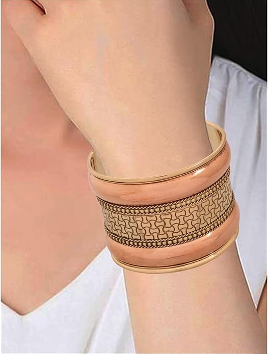 Touchstone Indian Bollywood Handcrafted Slip In Easy To Wear Stylish Wrist Enhancer Designer Broad Jewelry Cuff Bracelet For Women and Men.