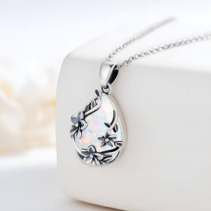 JUSTKIDSTOY Moonstone Necklace 925 Sterling Silver Teardrop Pendant Necklace Jewelry Gifts for Women Girls