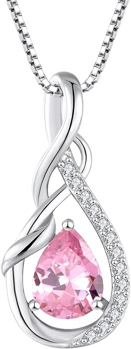 STARCHENIE Infinity Teardrop Pendant Necklace for Women 925 Sterling Silver Birthstone Jewelry