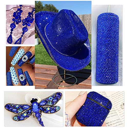 1440pcs SS16 4.0mm Blue Flatback Rhinestones bulk K9 Glass Sapphire Crystals Nail Art Gems Round Beads Stones Diamonds Royal Blue Nail Charms Jewels for Nails Eyes Face Makeup Crafts DIY Tumblers Cups - color: Blue, size: Ss16