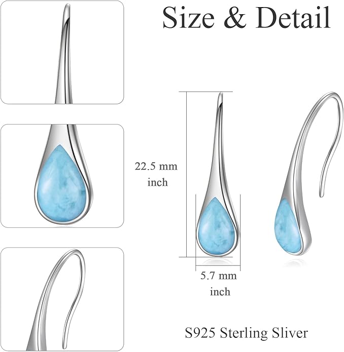 925 Sterling Silver Small Pear-Shaped Modern Style Hook Earrings with Crystals from Austria