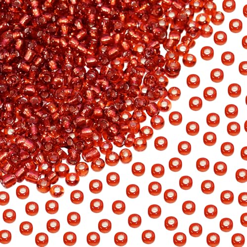 Round Glass Beads Penta Angel 2200Pcs 2mm Mini Craft Loose Spacer Pony Beads for Earring Bracelets Necklace Waist Beads Jewelry Making (Red) - color: Red