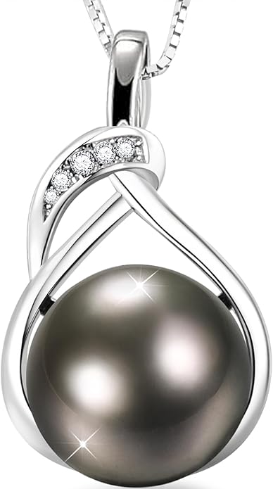 Genuine Tahitian Black Pearl Necklace - GIA Certified 9-11mm Cultured Pearl, 925 Sterling Silver 18K Gold Plated, Adjustable 18"-20"- Gifts for Women Wife Anniversary Birthday Christmas