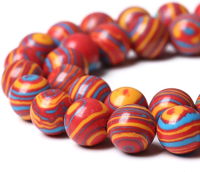 32PCS 12mm Natural Orange Malachite Beads Round Loose Stone Beads for Jewelry Making DIY Bracelet Necklace 15 Inch,Energy Stone Healing Power