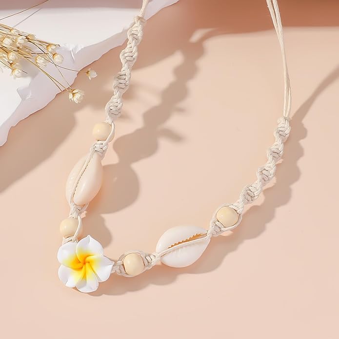 Nackiy Handmade Sea Shell Necklace for Women Summer Adjustable Natural Shell Collar Necklace