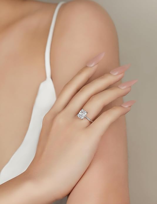 Elspeth 925 Sterling Silver Engagement Ring for Women Oval/Radiant/Pear/Princess/RoundCut Cubic Zirconia Promise Ring Size 4-10