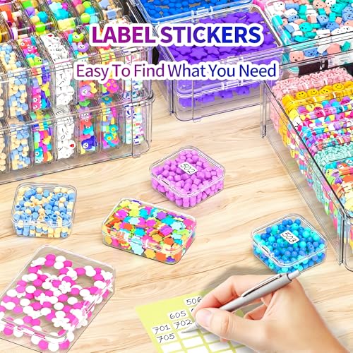 Bead Organizer Box 58 Pcs, 3-Tier Stackable Storage Box, and 3 Different Container Sizes Small Plastic Containers with Lids, Portability, Clear Organizers for Jewelry DIY Craft Storage - size: 3-Tier 8L+20M+30S