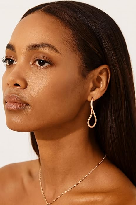 18K Gold Plated Sculptural Earrings Set for Women – Hypoallergenic, Lightweight, Modern Hoop & Drop Styles – 6 Bold Statement Designs – Christmas, Holiday, Thanksgiving Gift, Halloween