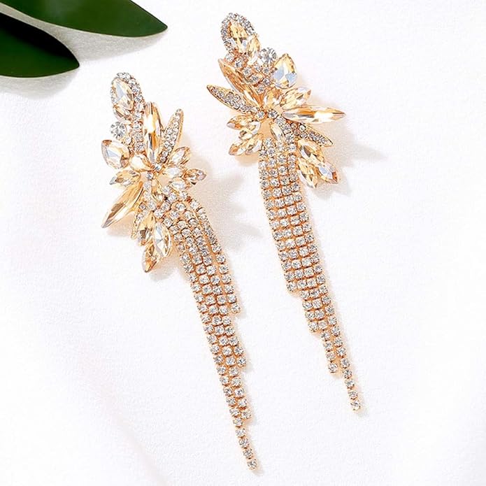 mecresh Marquise Crystal Bridal Chandelier Dangle Drop Earrings Ladies Gifts in Silver/Gold Tone