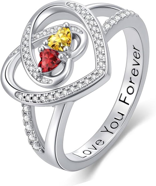 Valentine's Day Gifts for Women Birthstone Rings for Women Heart Statemet Engagement Eternity Wedding Promise Rings Jewelry Anniversary Christmas Valentine Mothers Day Birthday Gifts for Wife Her Girlfriend
