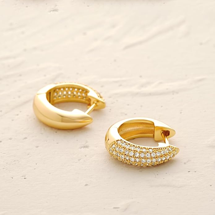 MYEARS Women Earrings Gold Huggie Hoop Ear Stud Cuff 14K Small Simple Hypoallergenic Everyday Jewelry