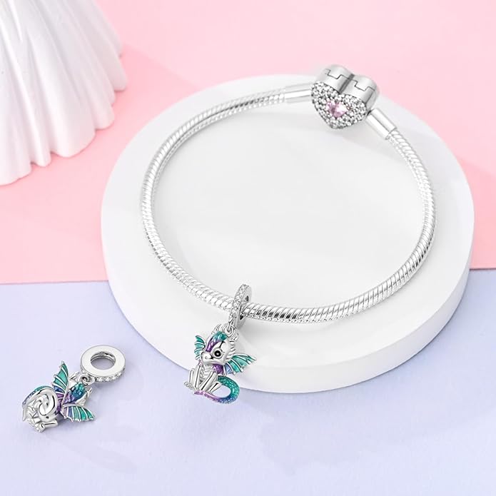MULA 925 Sterling Silver Charms for Bracelets and Necklaces Airplane Passport Dangle Pendants Beads Butterfly Dragonfly Charms Jewelry Charm for Women