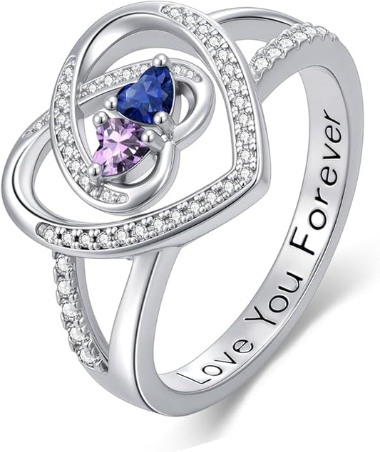 Valentine's Day Gifts for Women Birthstone Rings for Women Heart Statemet Engagement Eternity Wedding Promise Rings Jewelry Anniversary Christmas Valentine Mothers Day Birthday Gifts for Wife Her Girlfriend