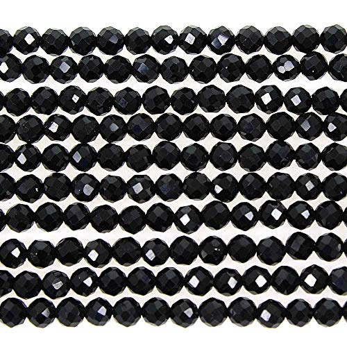 MJDCB 3mm Faceted Natural Black Spinel Round Loose Beads for Jewelry Making DIY Bracelet Necklace - color: Black Spinel