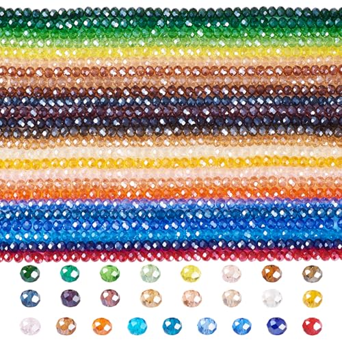 Craftdady 25 Strands Faceted Rondelle Glass Beads 6 mm Colorful Briolette Glass Crystal Spacer Beads Tiny Loose Beads for Bracelet Necklace Jewelry Making DIY Supplies - size: 6mm