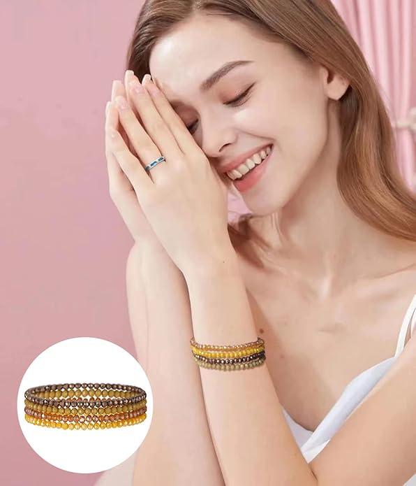 Noessla Beaded Boho Stretch Bracelet Colorful Stackable Crystal Beads Bracelets Trendy Costume Jewelry Mothers Day Gifts for Women