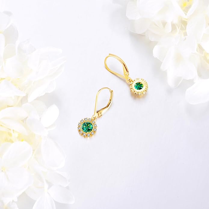 DOVRAN 10K 14K Solid Gold Leverback Earrings for Women Real Yellow Gold Filigree Dangle Earrings Trendy Jewelry Birthday Christmas Gifts for Wife Mom