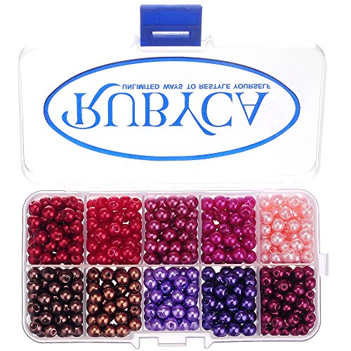 RUBYCA Czech Satin Luster Glass Pearl Round Beads for Jewelry Making, 6mm, Mix Colors, Organizer Box - color: Pearl Luster Mixed Colors #1, size: 6mm