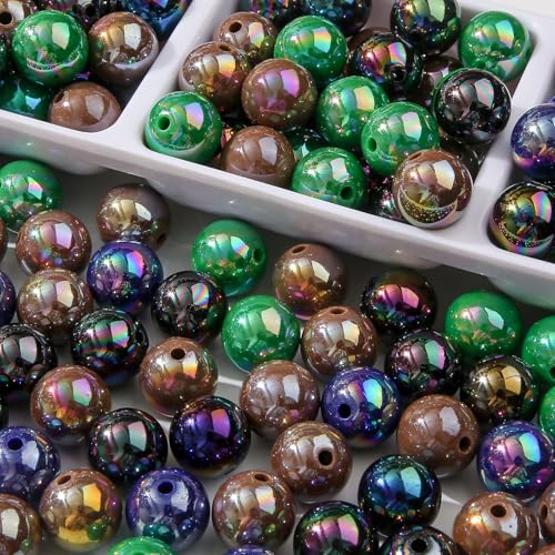 16mm Acrylic Beads 100pcs Ab Halloween Color Bead Chunk Bubblegum Beads for Pens for Necklace Jewelry Bracelets DIY Crafts Making (Navy Blue&Dark Green&Dark Coffee&Black) - color: Navy blue&dark green&dark coffee&black