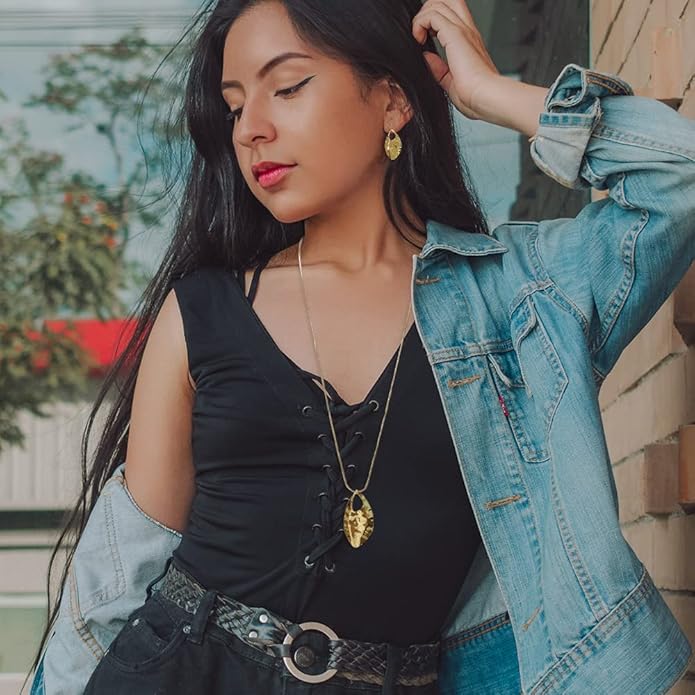 Madison Tyler Gold Plated Jewelry Set for Women | Silver Teardrop Pendant Necklace Trendy | Long Necklace with Snake Chain | Fashion Dangle Earring Set