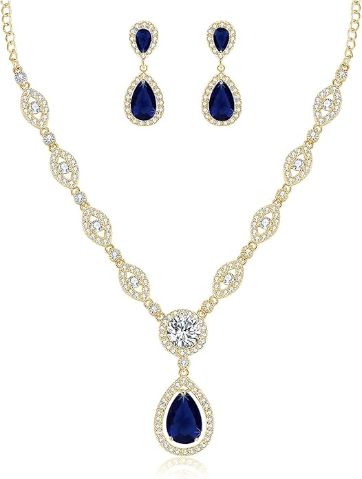 GULICX AAA Cubic Zirconia CZ Silver Plated Base Women's Party Jewelry Set Earrings Pendant Necklace