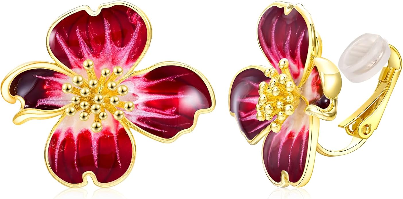 Clip on Earrings Women, 14K Gold Plated Earrings for Sensitive Ears, Fashion Women's Earrings Jewelry Birthday Gift for Wife Grandma Daughter Girls on Christmas Thanksgiving
