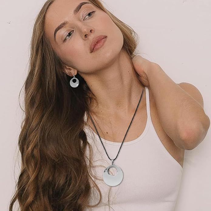 Madison Tyler Gold Plated Jewelry Set for Women | Silver Teardrop Pendant Necklace Trendy | Long Necklace with Snake Chain | Fashion Dangle Earring Set