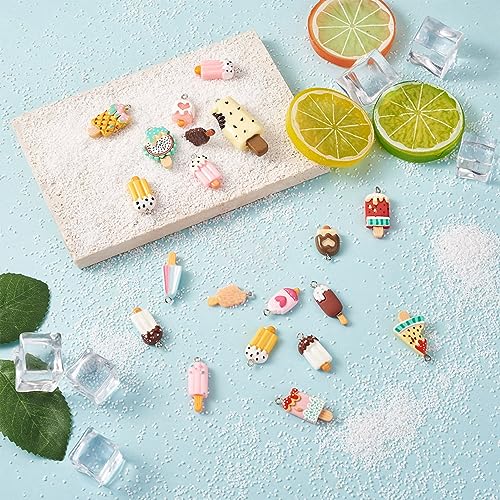 Craftdady Resin Plastic Miniature Food Snack Pendants Charms Ice Drink Juice Pendants Cute Bottle Fruit Keychain Charms Hang Ornament for DIY Craft Earring Bracelet Necklace Jewelry Making - color: Mixed Color Ice Lolly (26 Styles)