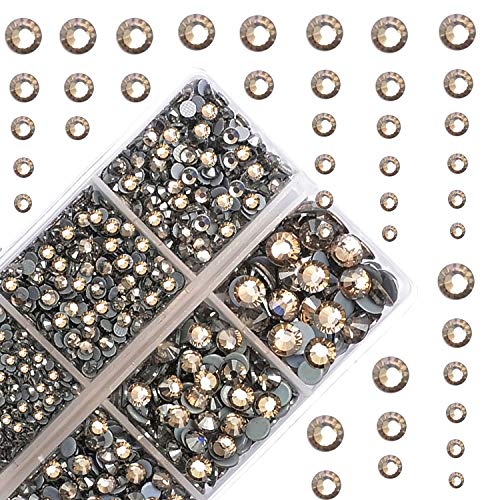 4000Pcs Mixed Size Hot Fix Round Crystals Gems Glass Stones Hotfix Flat Back Rhinestones (Black Diamond) - color: Black Diamond, size: 4000 Count (Pack of 1)