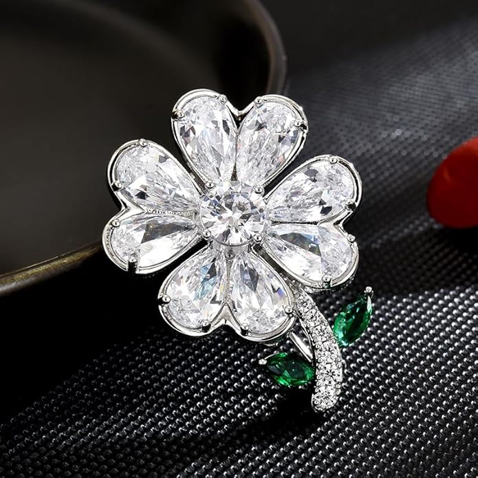 Flower Brooch Pin - Rhinestone Flower Pin 18k Gold Plated - Thanksgiving Day, Birthday, Wedding Gifts for Mom, Wife