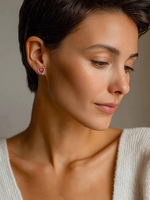 FindChic Sparkling Birthstone Clip On Earrings for Women, Silver Plated Stud Earrings 8MM Cubic Zirconia Non Pierced Studs, 12 Months Birthday Jewelry Gift