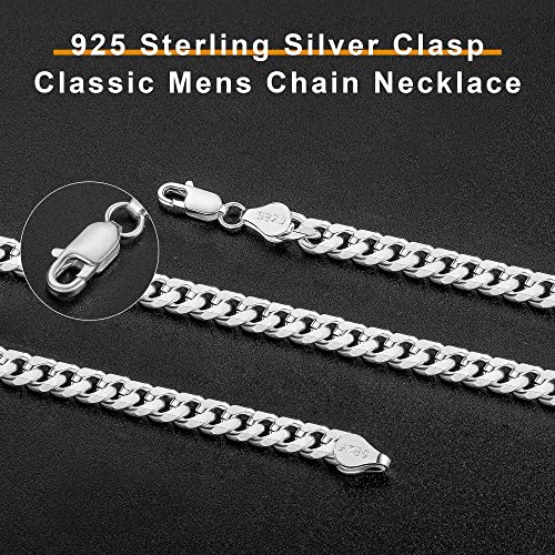 OCHCOH 925 Sterling Silver Clasp 3mm3.5mm4mm5mm7mm Cuban Link Chain Necklace for Men Diamond Cut Silver Chain Necklace for Women 16 18 20 22 24 26 28 30 Inch - size: 28 Inch, style: 7mm