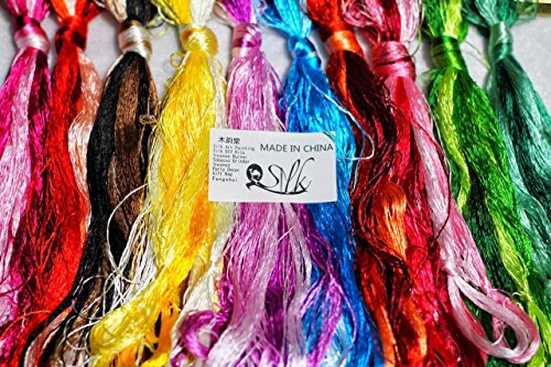 China Natural 100% Mulberry Silk Floss Handmade Embroidery Jewelry Making Threads DIY Kits 100 Colors 22m Each（100pcs） - color: 100 COLOR