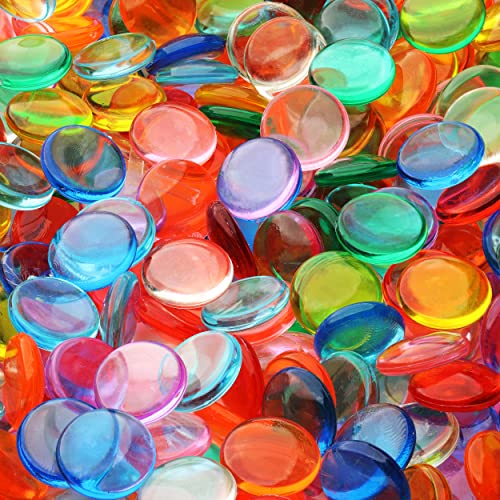 Entervending Acrylic Gems - Pebbles Vase Filler - 10.6 OZ Jewels - Assorted Color Plastic Gemstones - 0.6" Plastic Gem - Table Scatters Crystals - Aquarium Jewels Decor