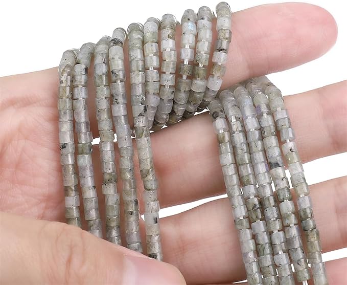 Natural Spectrolite Spacer Beads Caps Flat Round Loose Beads for Beading Jewelry Making 3mmx2mm 38cm