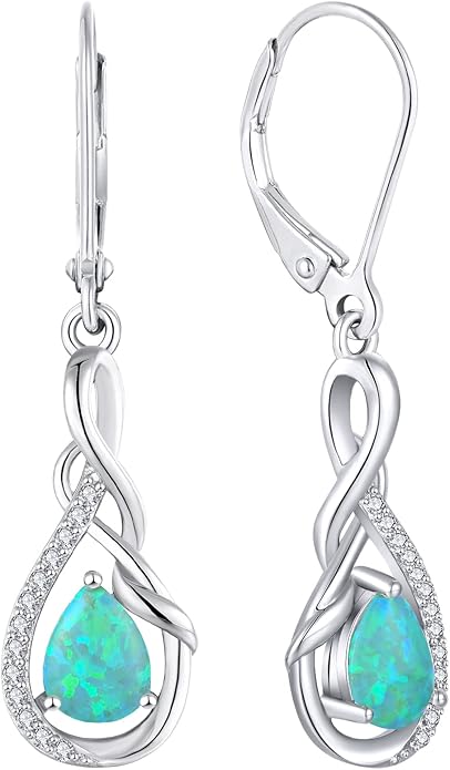 Starchenie Infinity Dangle Drop Earrings Sterling Silver Leverback Earrings Gemstones Twisted Jewelry