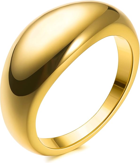 JINEAR 18k Gold Filled Chunky Rings for Women Croissant Dome Statement Ring Trendy Twisted Braided Band Stacking Star Rings Jewelry Gifts