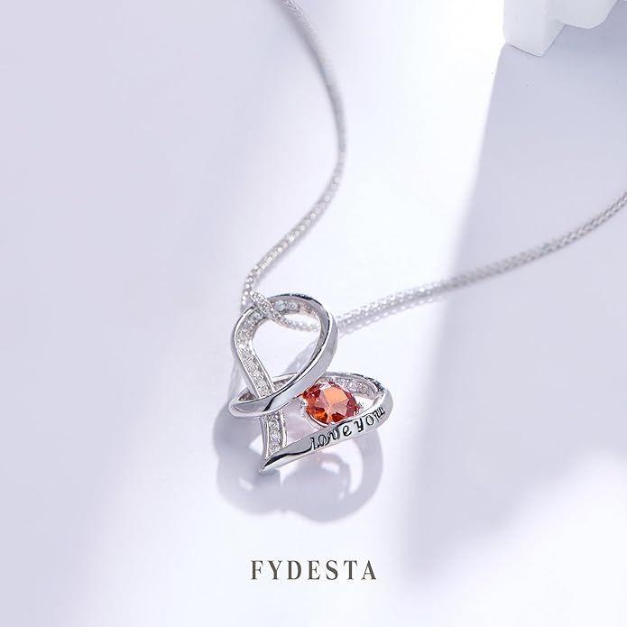 Enduring Hearts Purple Zircon Necklace for Women - 14K Gold Plated Copper Infinity Pendant, Dainty Everyday Jewelry