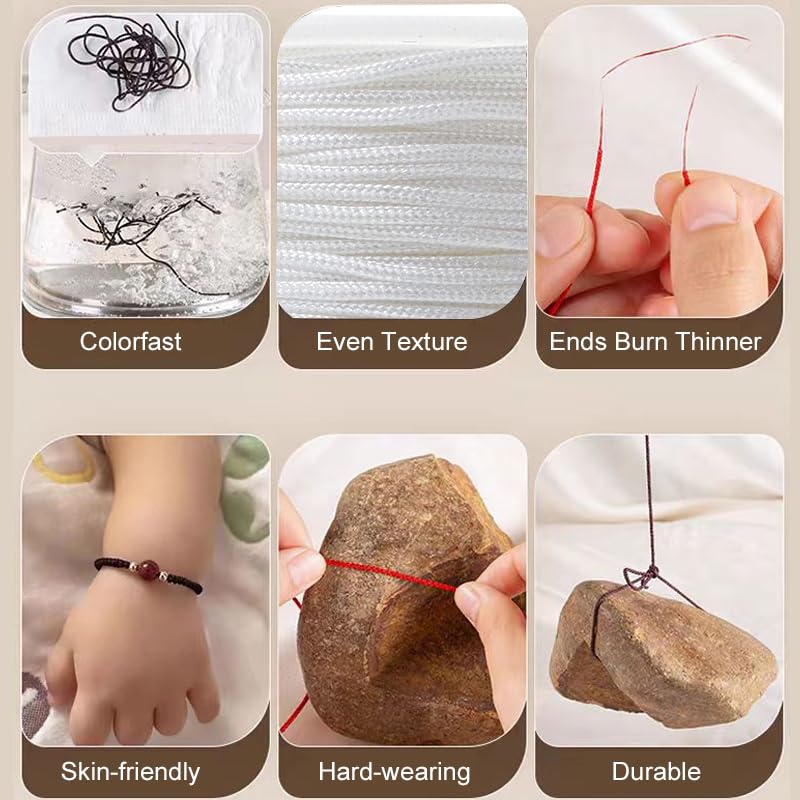 1mm White Nylon String for Bracelets, QBJAYTY 100 Yards Satin Nylon Cord for Macramé, Blinds, Wind Chimes, Bracelet String for Bracelets Necklaces Pendants Making (1mm White) - size: 1mm, style: white