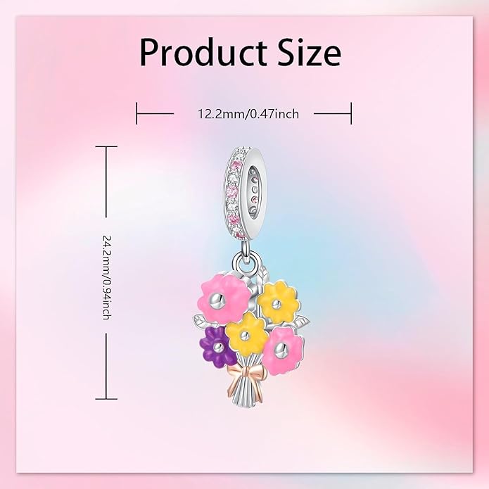 Birthday Fashion Love Heart Dangle Charm 925 Sterling Silver Charms fits Bracelets and Necklace Pendant Bead Charms Jewelry Present for Women Family Friends