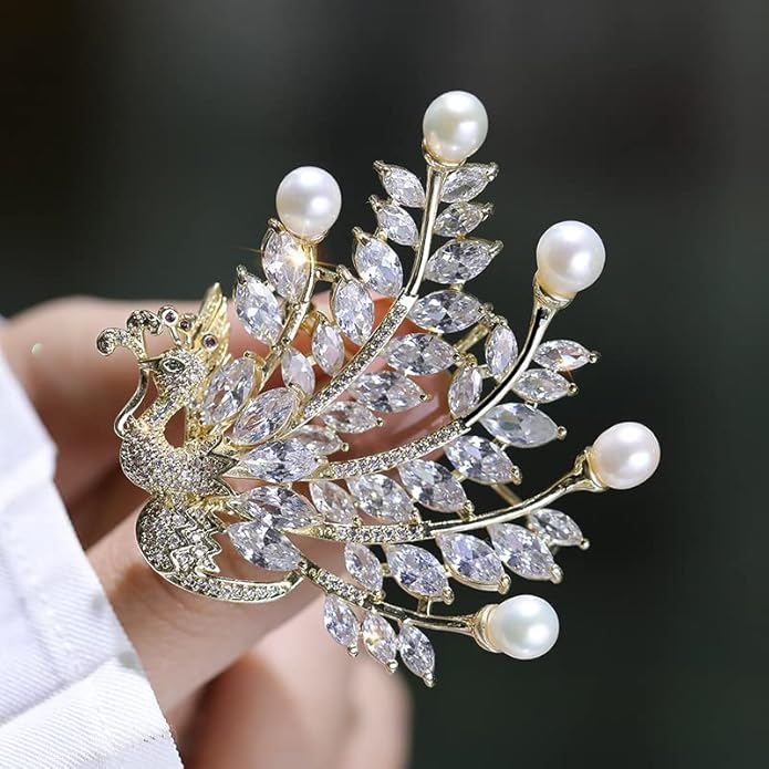 14K Gold Majestic Phoenix Brooch Embellished with Lustrous Pearls and Colorful Gemstones, Sophisticated Jewelry for Memorable Events, Must-Have Accessory for Elegant Women